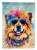 Chow Chow Hippie Dawg House Flag Large Porch Sleeve Pole Decorative Outside Yard Banner Artwork Wall Hanging, Polyester, House Size, Multicolor