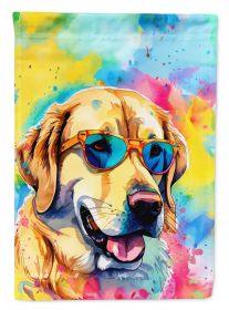 Yellow Labrador Hippie Dawg House Flag Large Porch Sleeve Pole Decorative Outside Yard Banner Artwork Wall Hanging, Polyester, House Size, Multicolor (Default: Default)