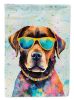 Chocolate Labrador Hippie Dawg House Flag Large Porch Sleeve Pole Decorative Outside Yard Banner Artwork Wall Hanging, Polyester, House Size, Multicol