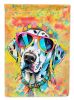 Dalmatian Hippie Dawg House Flag Large Porch Sleeve Pole Decorative Outside Yard Banner Artwork Wall Hanging, Polyester, House Size, Multicolor