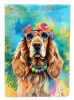 Cocker Spaniel Hippie Dawg House Flag Large Porch Sleeve Pole Decorative Outside Yard Banner Artwork Wall Hanging, Polyester, House Size, Multicolor