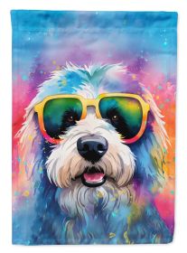 Old English Sheepdog Hippie Dawg House Flag Large Porch Sleeve Pole Decorative Outside Yard Banner Artwork Wall Hanging, Polyester, House Size, Multic (Default: Default)