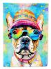 French Bulldog Hippie Dawg House Flag Large Porch Sleeve Pole Decorative Outside Yard Banner Artwork Wall Hanging, Polyester, House Size, Multicolor