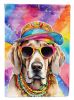 Weimaraner Hippie Dawg House Flag Large Porch Sleeve Pole Decorative Outside Yard Banner Artwork Wall Hanging, Polyester, House Size, Multicolor