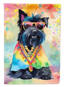 Scottish Terrier Hippie Dawg House Flag Large Porch Sleeve Pole Decorative Outside Yard Banner Artwork Wall Hanging, Polyester, House Size, Multicolor (Default: Default)