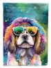 Shih Tzu Hippie Dawg House Flag Large Porch Sleeve Pole Decorative Outside Yard Banner Artwork Wall Hanging, Polyester, House Size, Multicolor
