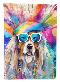 Bearded Collie Hippie Dawg House Flag Large Porch Sleeve Pole Decorative Outside Yard Banner Artwork Wall Hanging, Polyester, House Size, Multicolor (Default: Default)