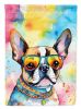 Boston Terrier Hippie Dawg House Flag Large Porch Sleeve Pole Decorative Outside Yard Banner Artwork Wall Hanging, Polyester, House Size, Multicolor