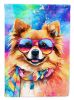 Pomeranian Hippie Dawg House Flag Large Porch Sleeve Pole Decorative Outside Yard Banner Artwork Wall Hanging, Polyester, House Size, Multicolor
