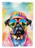 Pug Hippie Dawg House Flag Large Porch Sleeve Pole Decorative Outside Yard Banner Artwork Wall Hanging, Polyester, House Size, Multicolor