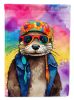 Hippie Animal Otter House Flag Large Porch Sleeve Pole Decorative Outside Yard Banner Artwork Wall Hanging, Polyester, House Size, Multicolor