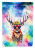 Hippie Animal Stag Deer House Flag Large Porch Sleeve Pole Decorative Outside Yard Banner Artwork Wall Hanging, Polyester, House Size, Multicolor