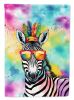 Hippie Animal Zebra House Flag Large Porch Sleeve Pole Decorative Outside Yard Banner Artwork Wall Hanging, Polyester, House Size, Multicolor
