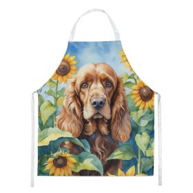 Cocker Spaniel in Sunflowers Apron Cooking Kitchen Server Baking Crafts Gardening for Adult Women Men, Unisex, Large, Multicolor (Default: Default)