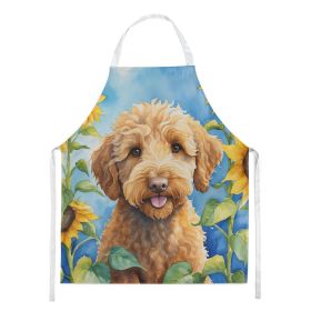 Labradoodle in Sunflowers Apron Cooking Kitchen Server Baking Crafts Gardening for Adult Women Men, Unisex, Large, Multicolor (Default: Default)