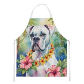 White Boxer Luau Apron Cooking Kitchen Server Baking Crafts Gardening for Adult Women Men, Unisex, Large, Multicolor (Default: Default)