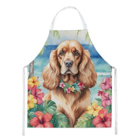 Cocker Spaniel Luau Apron Cooking Kitchen Server Baking Crafts Gardening for Adult Women Men, Unisex, Large, Multicolor (Default: Default)