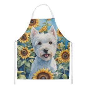 Westie in Sunflowers Apron Cooking Kitchen Server Baking Crafts Gardening for Adult Women Men, Unisex, Large, Multicolor (Default: Default)