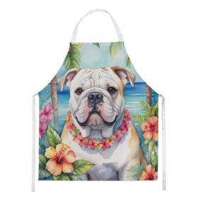 English Bulldog Luau Apron Cooking Kitchen Server Baking Crafts Gardening for Adult Women Men, Unisex, Large, Multicolor (Default: Default)