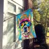 French Bulldog Hippie Dawg House Flag Large Porch Sleeve Pole Decorative Outside Yard Banner Artwork Wall Hanging, Polyester, House Size, Multicolor
