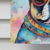 Boston Terrier Hippie Dawg House Flag Large Porch Sleeve Pole Decorative Outside Yard Banner Artwork Wall Hanging, Polyester, House Size, Multicolor