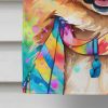 Pomeranian Hippie Dawg House Flag Large Porch Sleeve Pole Decorative Outside Yard Banner Artwork Wall Hanging, Polyester, House Size, Multicolor