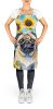 Pug in Sunflowers Apron Cooking Kitchen Server Baking Crafts Gardening for Adult Women Men, Unisex, Large, Multicolor