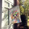Yorkshire Terrier Hippie Dawg House Flag Large Porch Sleeve Pole Decorative Outside Yard Banner Artwork Wall Hanging, Polyester, House Size, Multicolo