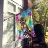Hippie Animal Zebra House Flag Large Porch Sleeve Pole Decorative Outside Yard Banner Artwork Wall Hanging, Polyester, House Size, Multicolor