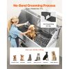 Stainless Steel Dog Washing Station, 62 inch Pet Grooming Tub w/ Stairs, PE Water Filter Board, Faucet & Showerhead & Soap Holder Dog Bathtub for Larg