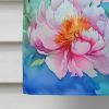 Peonies in Watercolor House Flag Large Porch Sleeve Pole Decorative Outside Yard Banner Artwork Wall Hanging, Polyester, House Size, Multicolor