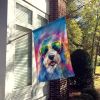 Old English Sheepdog Hippie Dawg House Flag Large Porch Sleeve Pole Decorative Outside Yard Banner Artwork Wall Hanging, Polyester, House Size, Multic