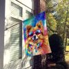 Pomeranian Hippie Dawg House Flag Large Porch Sleeve Pole Decorative Outside Yard Banner Artwork Wall Hanging, Polyester, House Size, Multicolor
