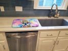 French Bulldog Hippie Dawg Dish Drying Mat Absorbent Dish Drying Mat Pad for Kitchen Counter Dish Drainer Mat for Countertop, 14 x 21", Multicolor