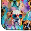 Boxer Hippie Dawg Dish Drying Mat Absorbent Dish Drying Mat Pad for Kitchen Counter Dish Drainer Mat for Countertop, 14 x 21", Multicolor