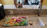 Orchids in Watercolor Dish Drying Mat Absorbent Dish Drying Mat Pad for Kitchen Counter Dish Drainer Mat for Countertop, 14 x 21", Multicolor