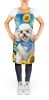 White Poodle in Sunflowers Apron Cooking Kitchen Server Baking Crafts Gardening for Adult Women Men, Unisex, Large, Multicolor