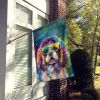 Shih Tzu Hippie Dawg House Flag Large Porch Sleeve Pole Decorative Outside Yard Banner Artwork Wall Hanging, Polyester, House Size, Multicolor