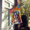 Cavalier Spaniel Hippie Dawg House Flag Large Porch Sleeve Pole Decorative Outside Yard Banner Artwork Wall Hanging, Polyester, House Size, Multicolor