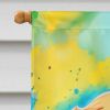 Yellow Labrador Hippie Dawg House Flag Large Porch Sleeve Pole Decorative Outside Yard Banner Artwork Wall Hanging, Polyester, House Size, Multicolor
