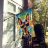 Doberman Pinscher Hippie Dawg House Flag Large Porch Sleeve Pole Decorative Outside Yard Banner Artwork Wall Hanging, Polyester, House Size, Multicolo