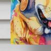 Yellow Labrador Hippie Dawg House Flag Large Porch Sleeve Pole Decorative Outside Yard Banner Artwork Wall Hanging, Polyester, House Size, Multicolor