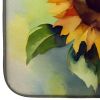 Sunflowers in Watercolor Dish Drying Mat Absorbent Dish Drying Mat Pad for Kitchen Counter Dish Drainer Mat for Countertop, 14 x 21", Multicolor